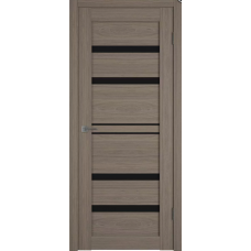 Дверь межкомнатная ВФД Атум Про X26 Дуб коричневый, стекло черное "Лакобель черный"